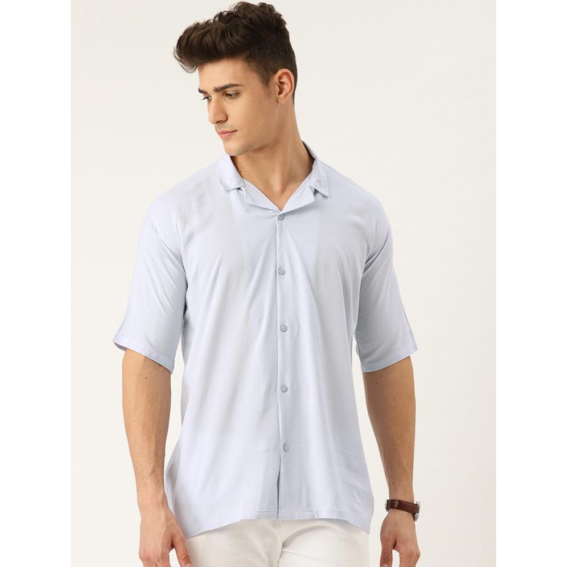 Rapra Nightwear Sky Blue Solid Shirt (L)