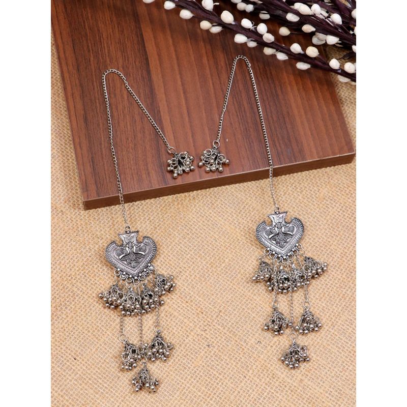Crunchy Fashion Oxidised Silver Afghani Kashmiri Style Jhumki Earrings Buy Crunchy Fashion