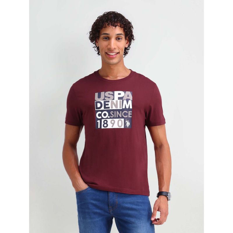 U.S. Polo Assn. Denim Co. Red Cotton Printed Muscle Fit T-shirt (S)