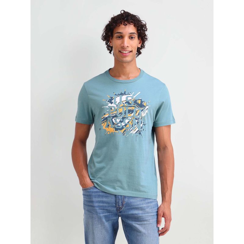 U.S. Polo Assn. Denim Co. Blue Cotton Printed Muscle Fit T-shirt (L)