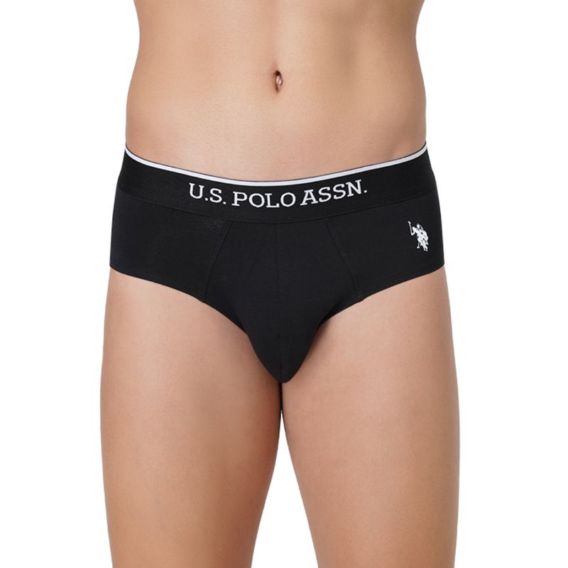 U.S. POLO ASSN. Mens Solid Cotton Mid Rise Briefs Multi-Color (Pack of 2) (M)