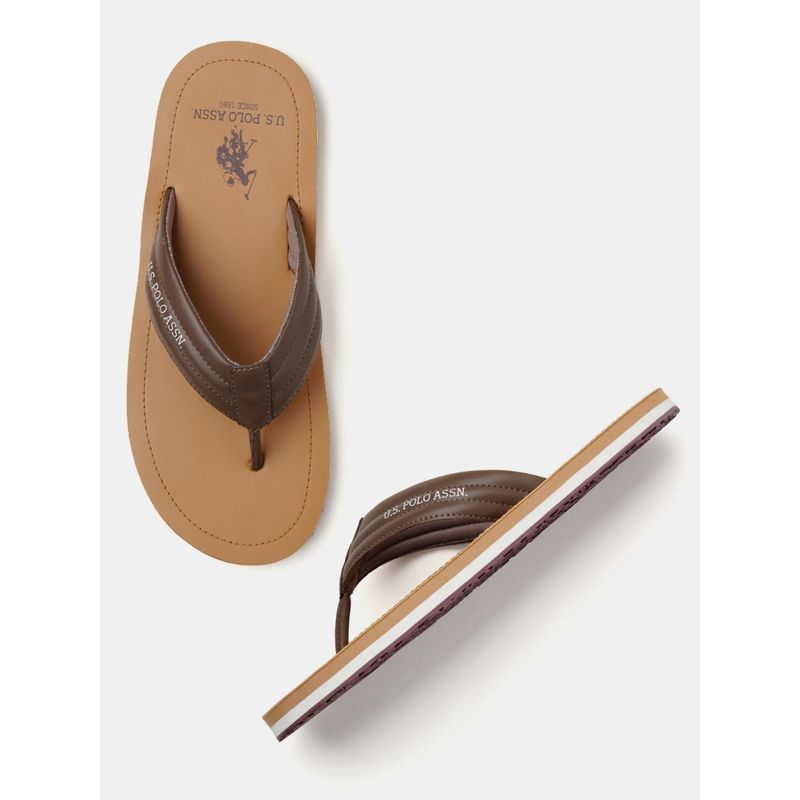U.S. POLO ASSN. TERRY Men Flip Flop - Brown (UK 7)