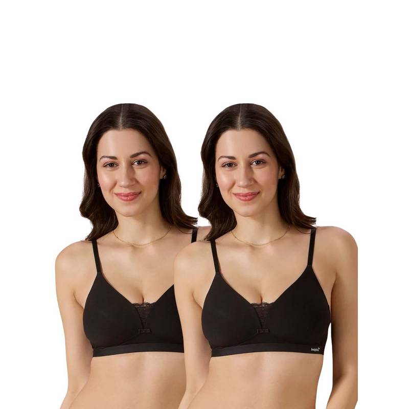 bodyline Cove Everyday Cotton Bra-Designer Straps And Full Support Underband Maroon (Pack of 2)(32B)