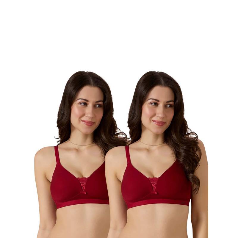 bodyline Cove Everyday Cotton Bra-Designer Straps And Full Support Underband Black (Pack of 2)(32B)