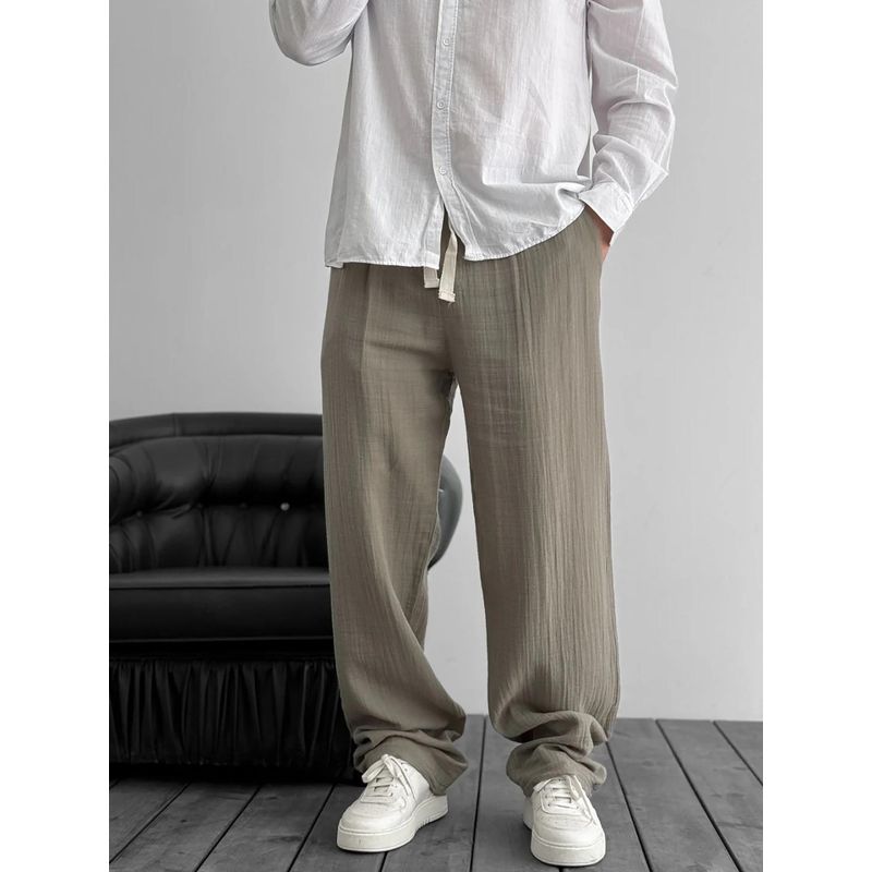 EVERDION Olive The Lifestyle Co Linen Relaxed-Fit Regular Trousers (M)