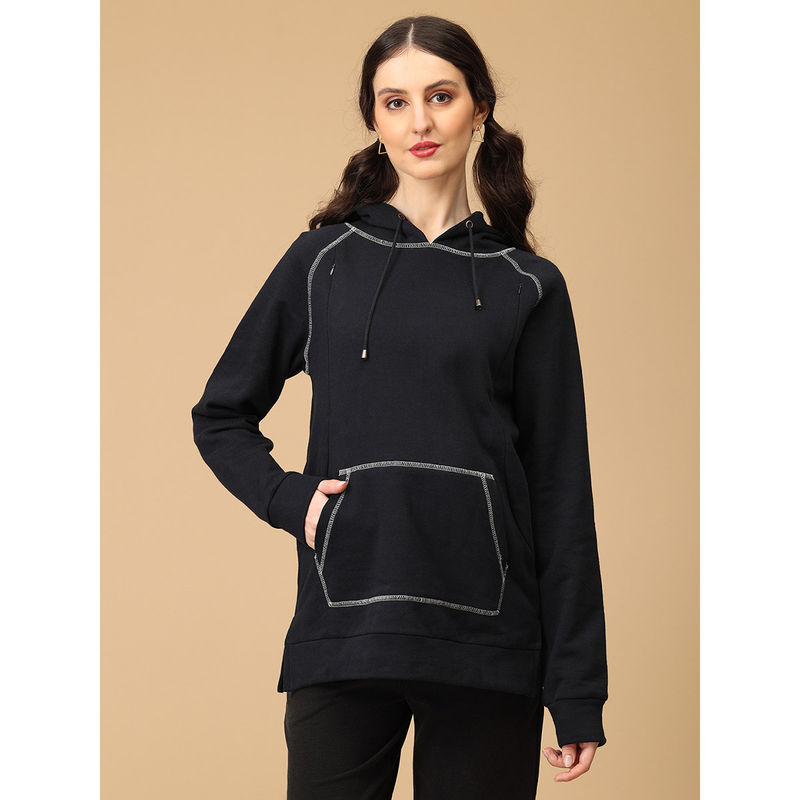 The Mom Store Navy and Nice Maternity and Nursing Sweatshirt Hoodie (S)