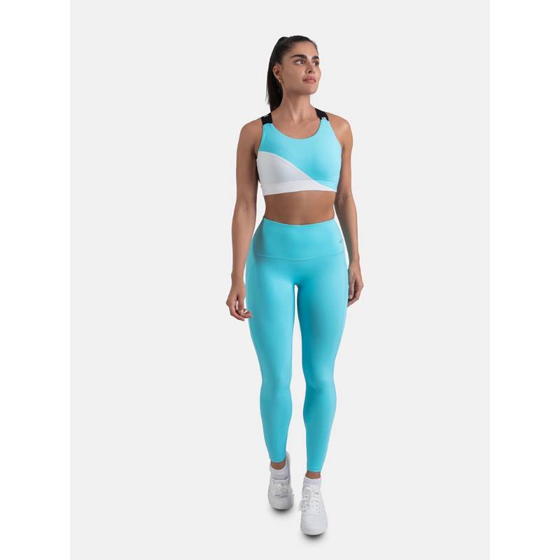 STRCH Womens Nylon Showstopper Adjustable Crossover Flex Sports Bra- Blue (S)