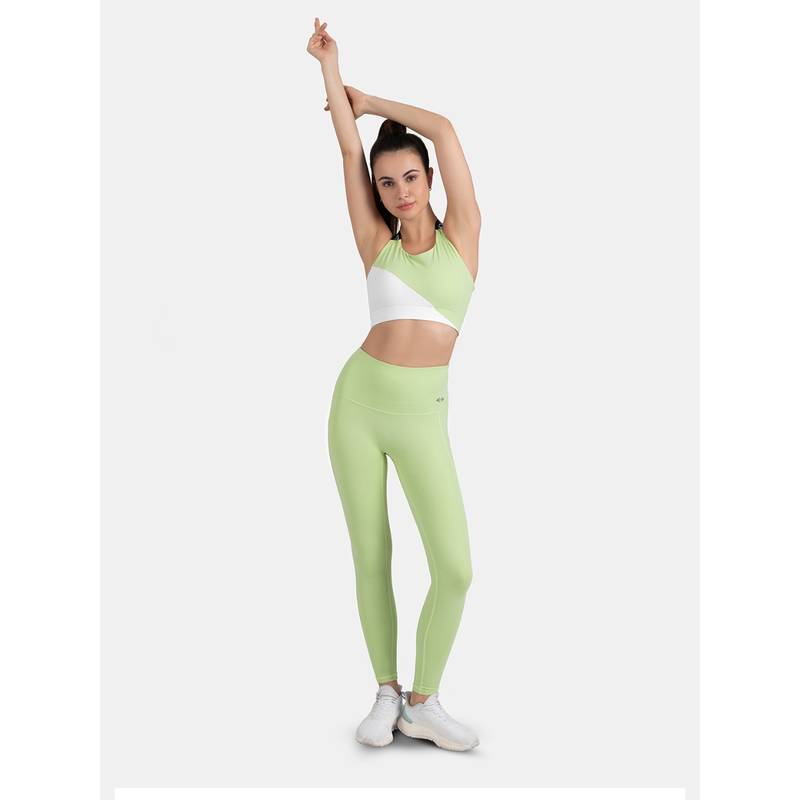 STRCH Womens Nylon Showstopper Adjustable Crossover Flex Sports Bra- Green (L)