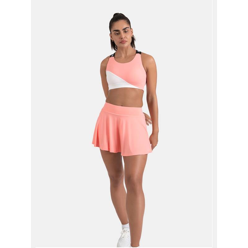 STRCH Womens Nylon Showstopper Adjustable Crossover Flex Sports Bra- Peach (XL)