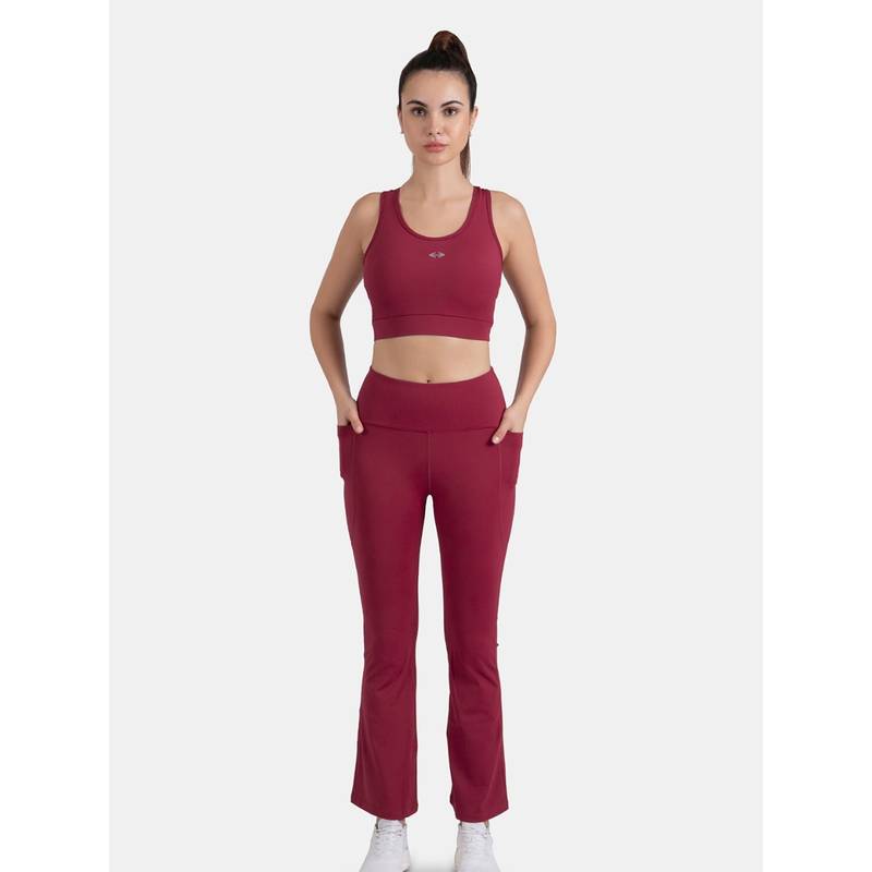STRCH Womens Nylon High Support Sports Bra- Maroon (XS)
