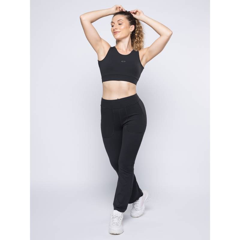 STRCH Womens Open-Back Sports Bra- Black (M)
