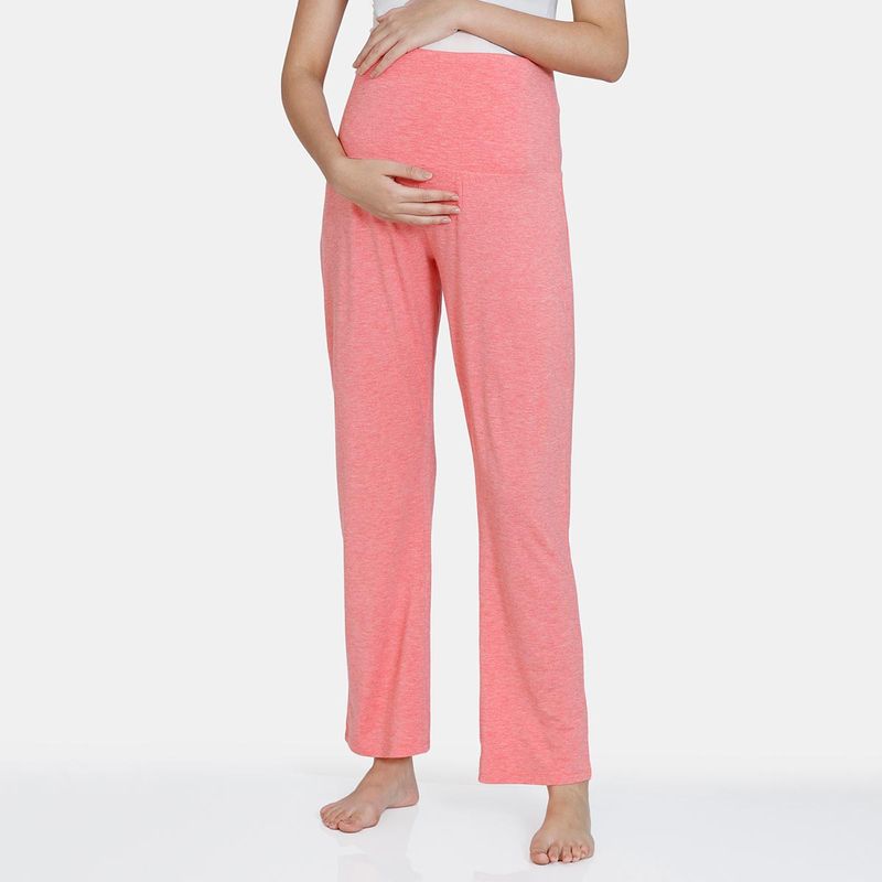 Zivame Lounge Knit Poly Maternity Pants - Salmon - Orange (S)