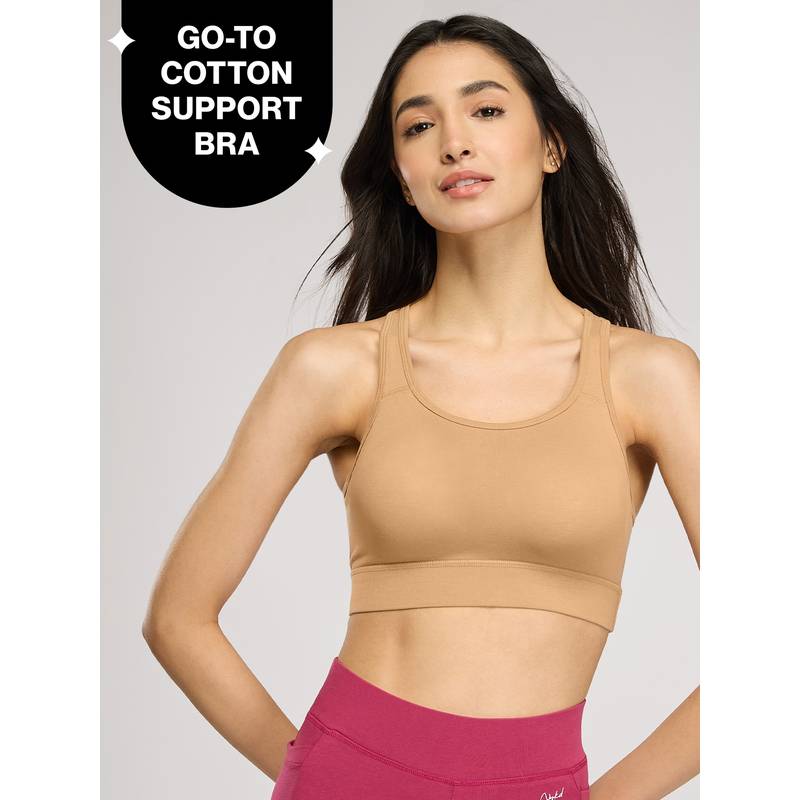 Cotton Slip On Sports Bra with Removable Cups NYK059 Nude (2XL)