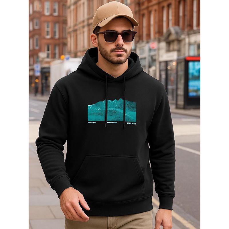 Bewakoof Jet Black Warm Hearts Graphic Printed Hoodies (S)