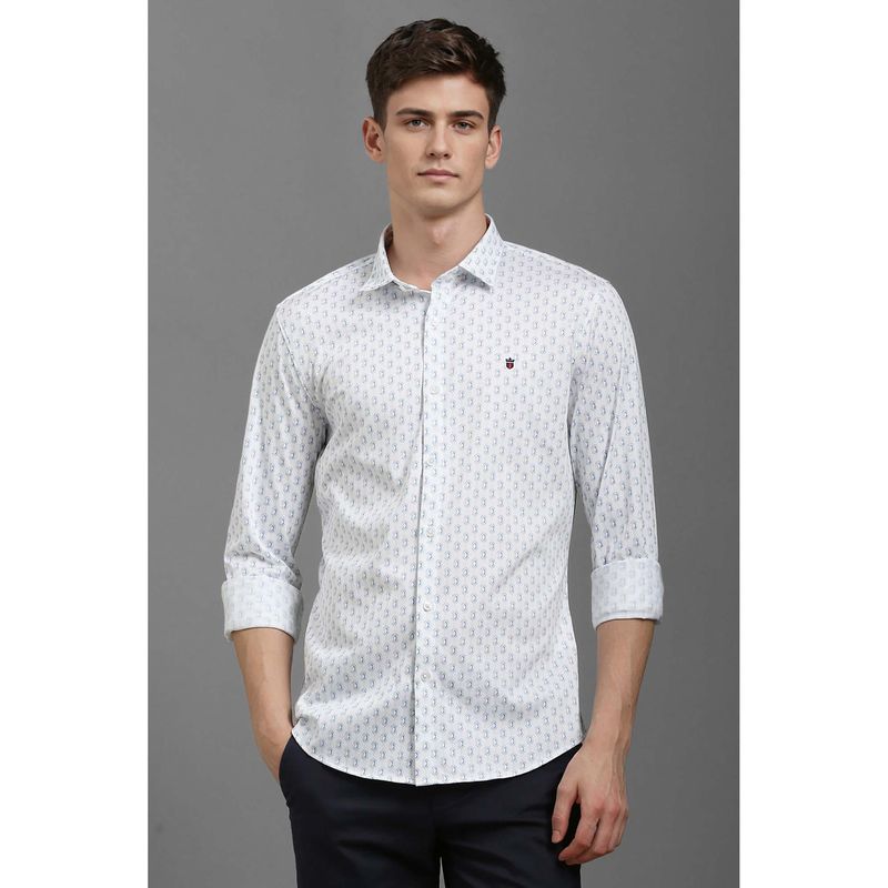 Louis Philippe Men White Smart Fit Print Full Sleeves Casual Shirt (38)