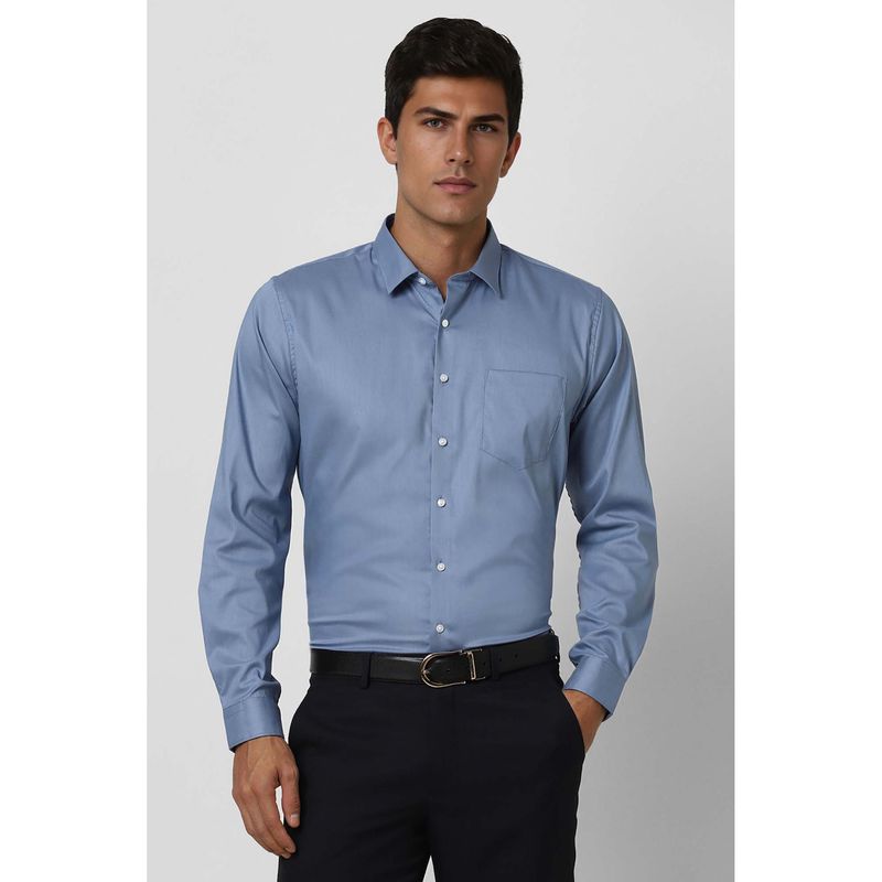 Van Heusen Men Blue Slim Fit Solid Full Sleeves Formal Shirt (42)