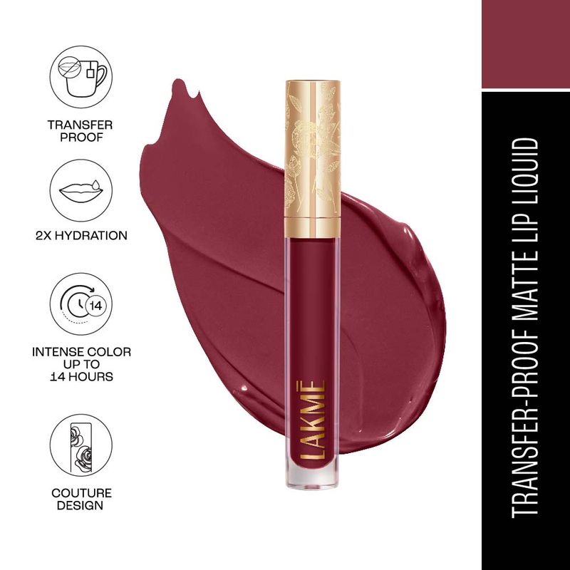 Lakme Rouge Bloom Matte Lip Liquid Lipstick For 14Hr Long Stay & 2x Hydration - Tender Tulip 303