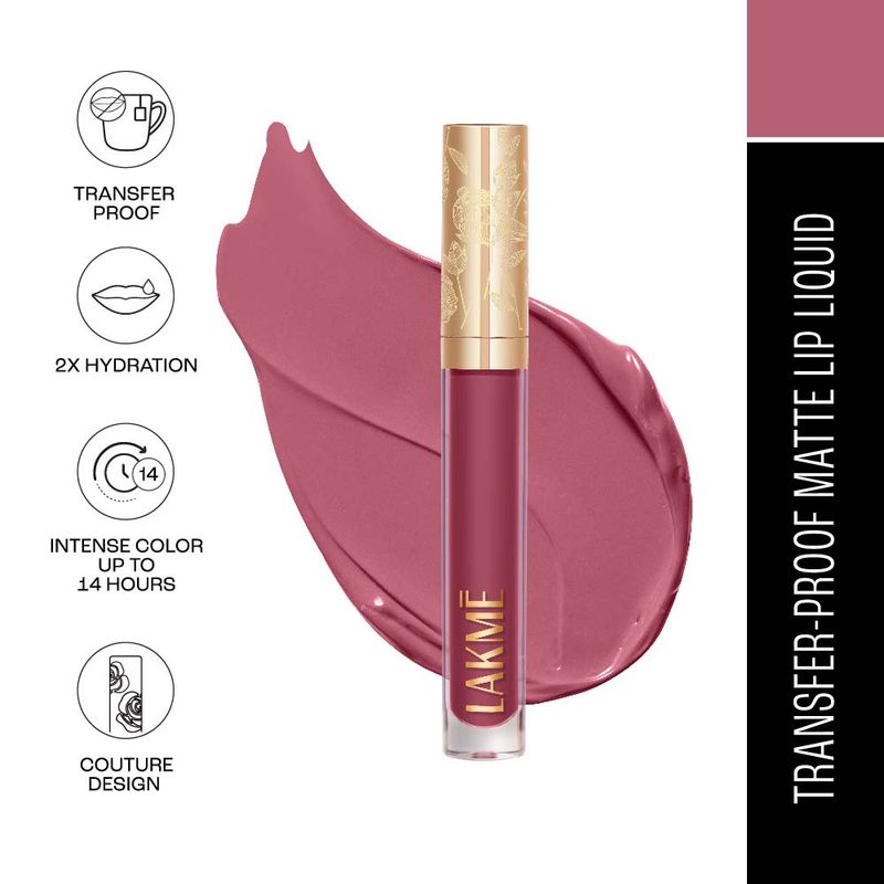 Lakme Rouge Bloom Matte Lip Liquid - Blushing Bae 204