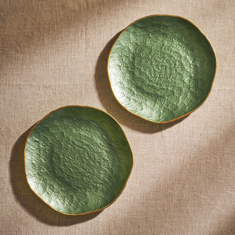 Buy Pure Home + Living Set of 2 Green Dune Glass Dessert Plates Online