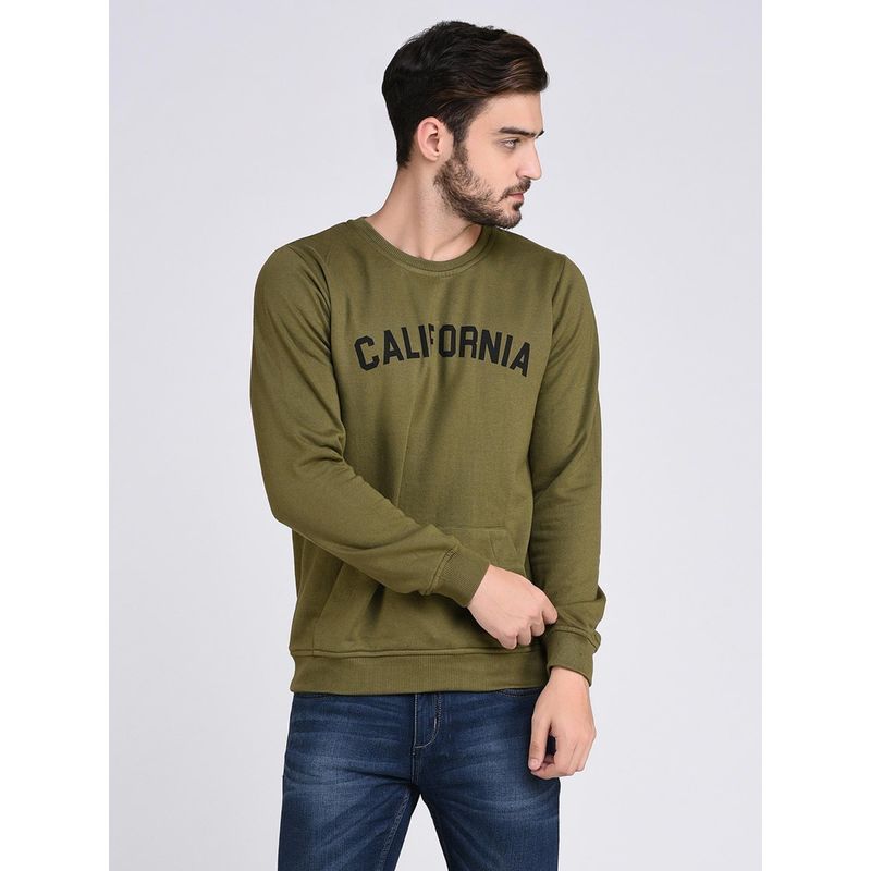 RIGO Olive Green Fleece California Printed Sweatshirt-Full (XL)