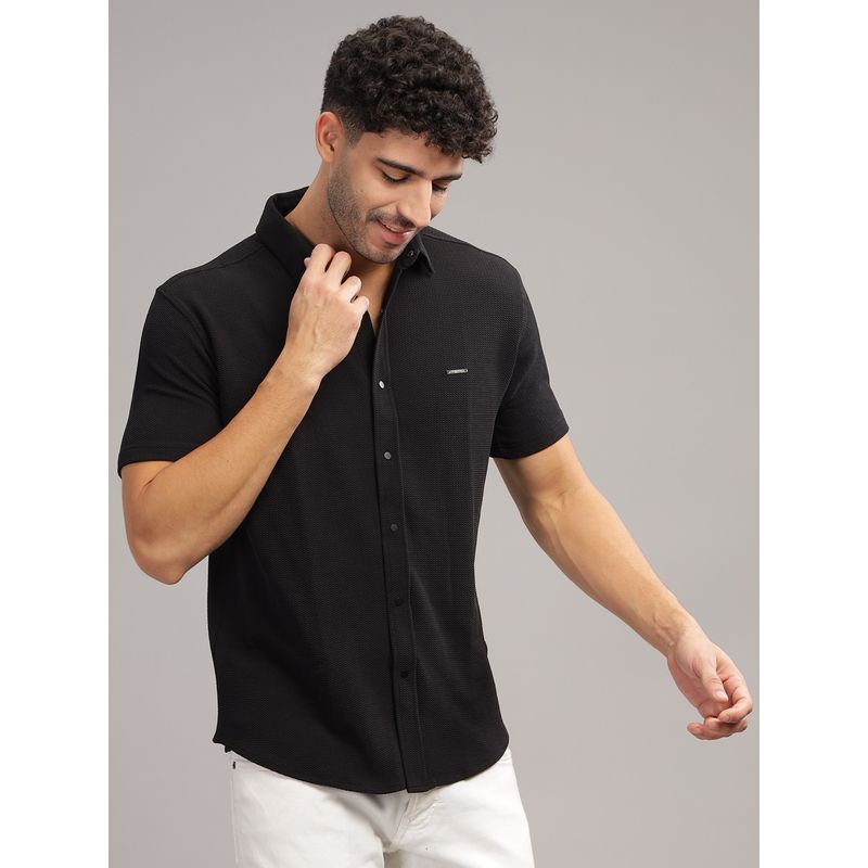 Parcel Yard Mens Black Casual Shirt (M)