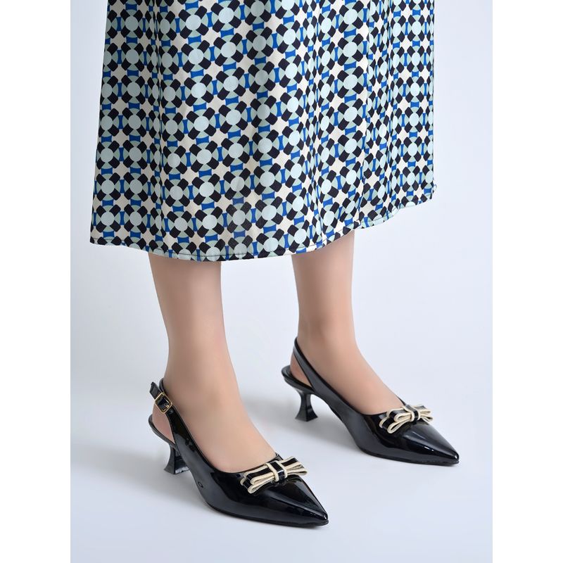 Shoetopia Women Black Pointed-Toe Kitten Heels (EURO 36)