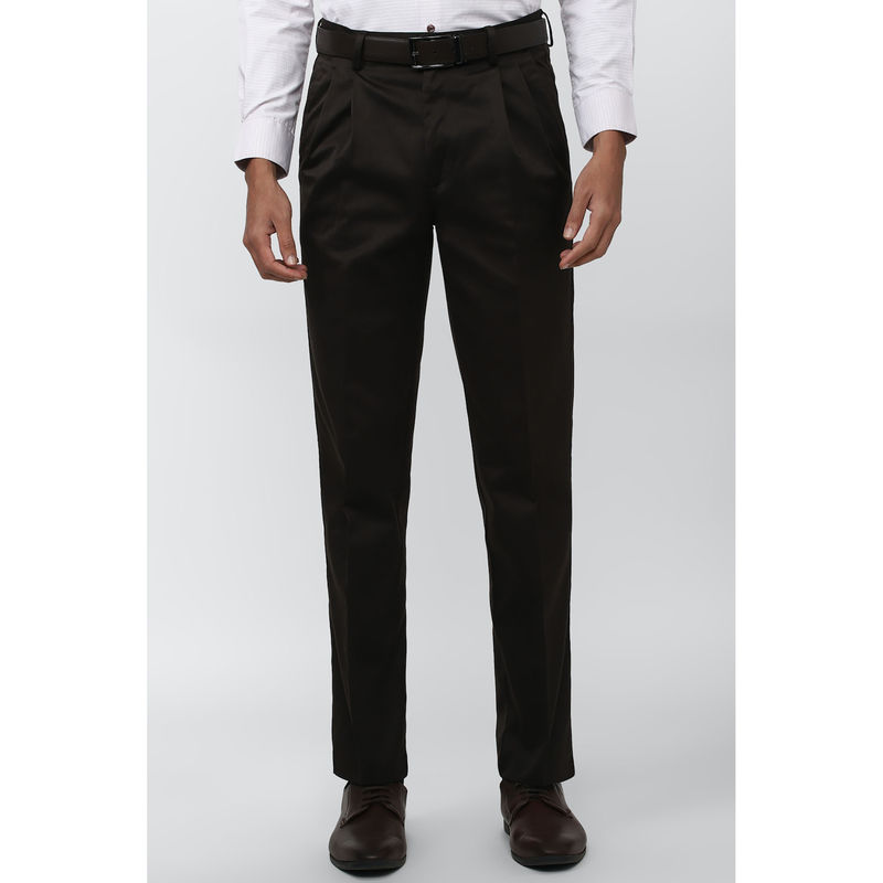 Peter England Men Black Solid Smart Fit Casual Trousers (30)
