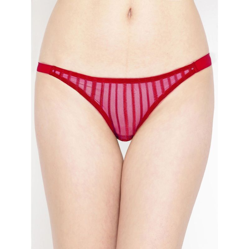 AOBA Women Red Striped Thong Briefs (S)