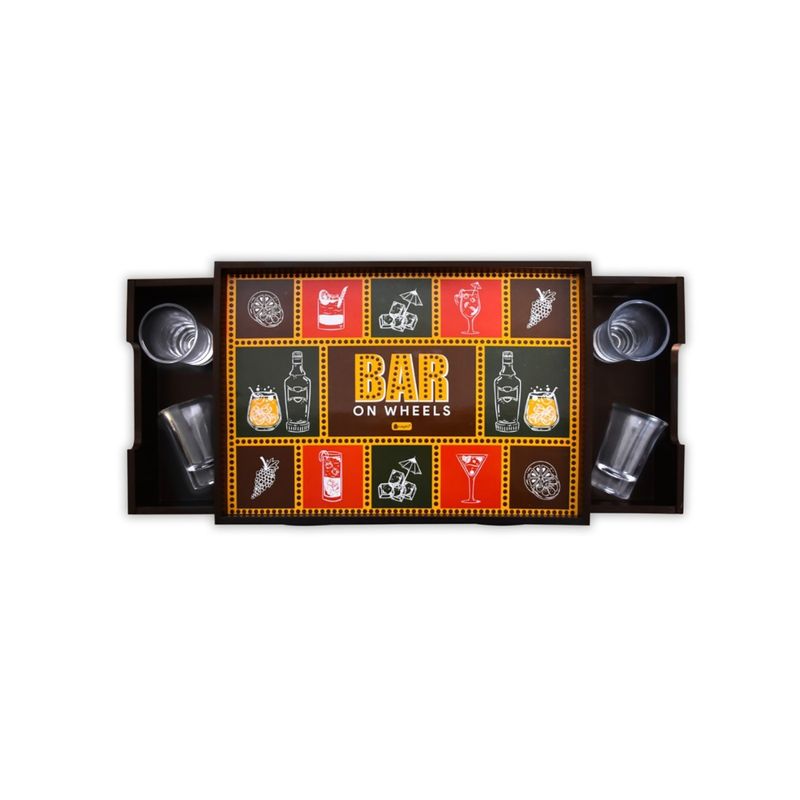 Buy Indigifts Serving Trolly for Home Bar On Wheels Quotes with Shorts