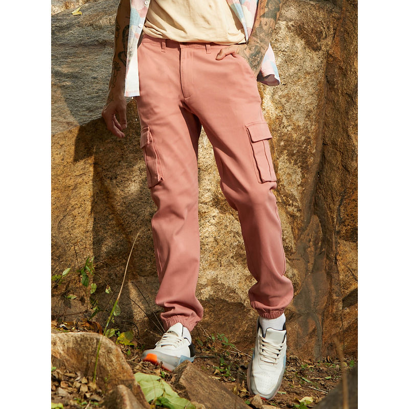 Campus Sutra Mens Nude Pink Cuffed Hem Cargo (28)