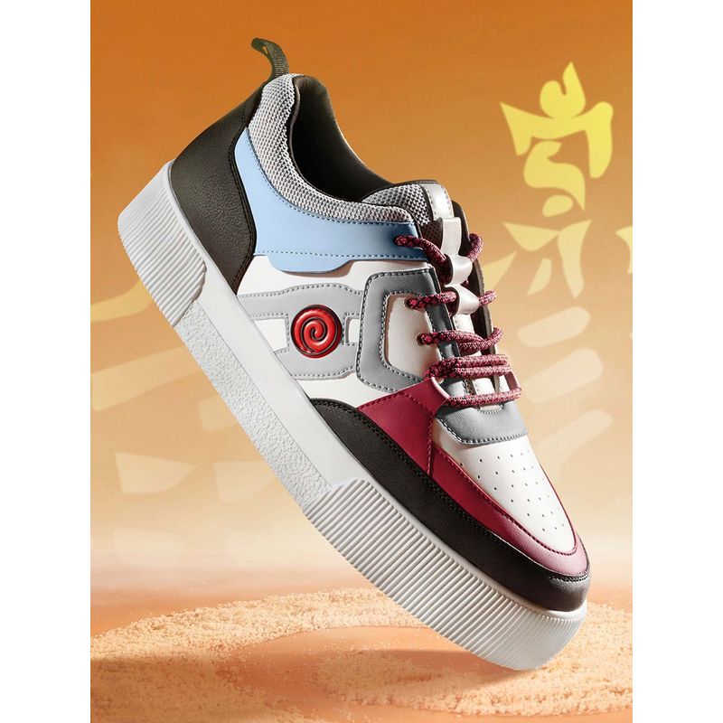 Bewakoof Men's White & Black Naruto Color Block Low Top Sneakers (UK 6)