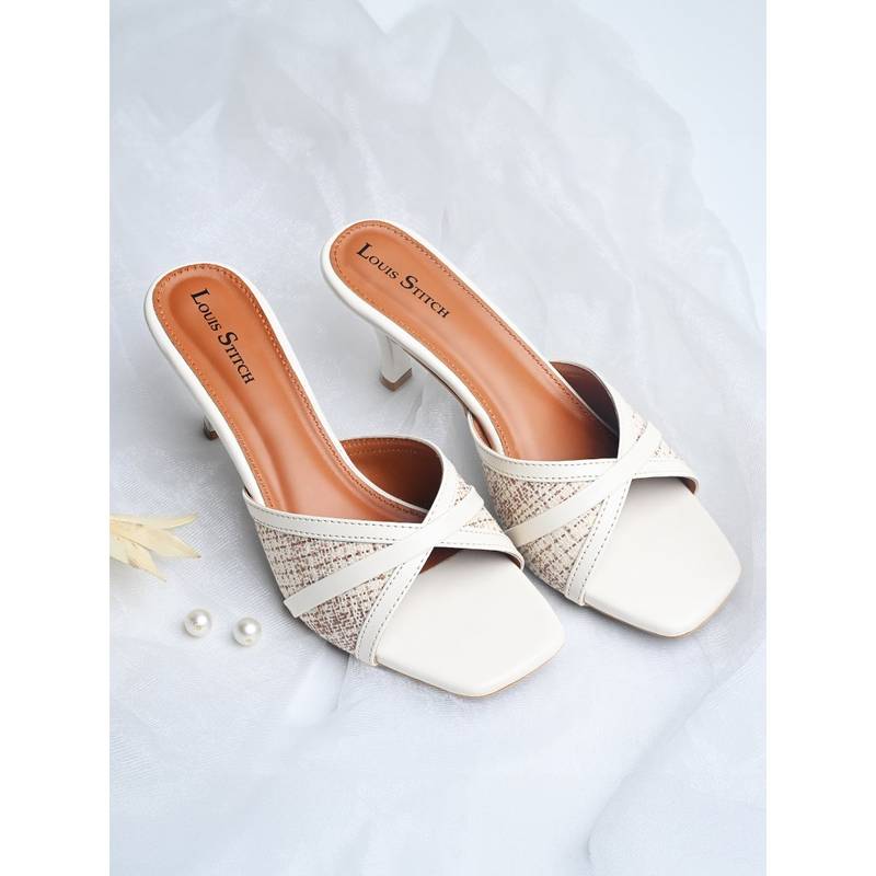 Louis Stitch Women White Slip-On Stiletto Heels (UK 4)