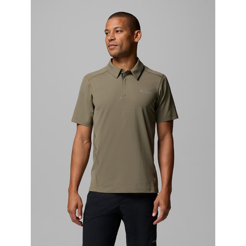Columbia Men Diamond Peak Pro Olive Polo T-Shirt (L)
