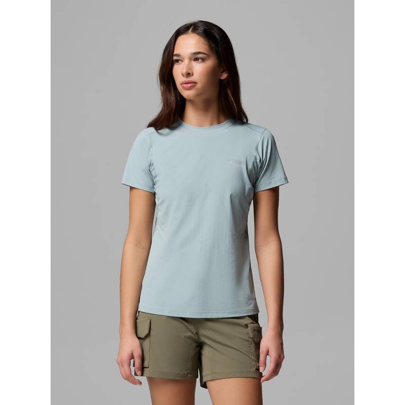 Columbia Women Blue Omni-Shade Diamond Peak Pro Trail Running Tshirt (L)