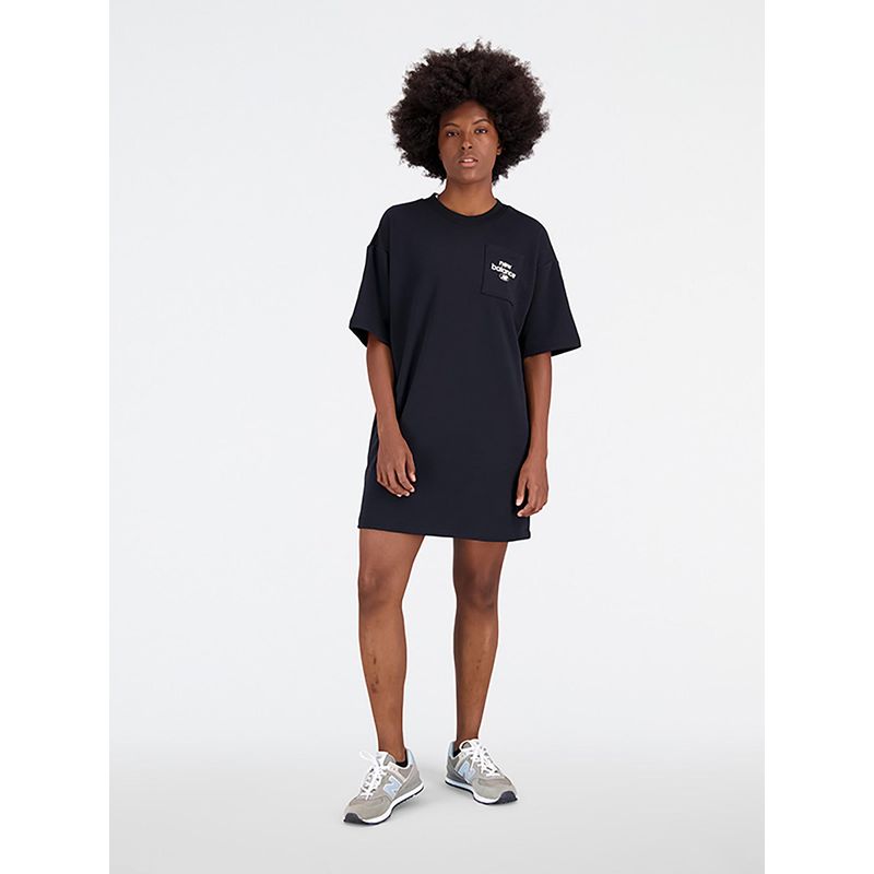 New Balance Women Half Sleeves Black Dress (M)