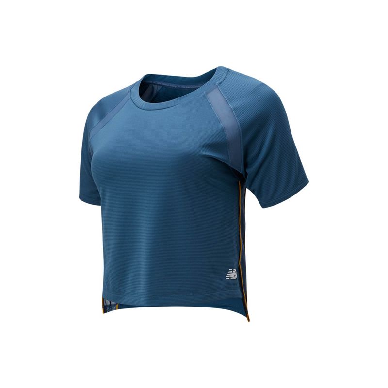 New Balance Women Half Sleeves Navy Blue T-Shirt (XL)