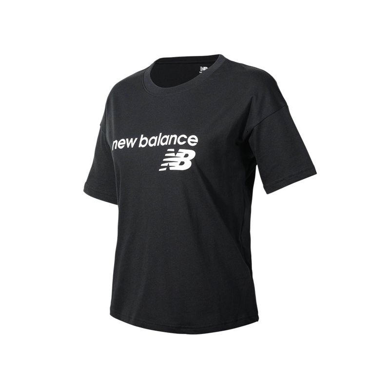 New Balance Women Half Sleeves Black T-Shirt (XS)