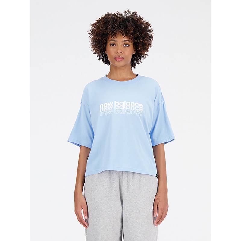 New Balance Women Half Sleeves Blue T-Shirt (XL)