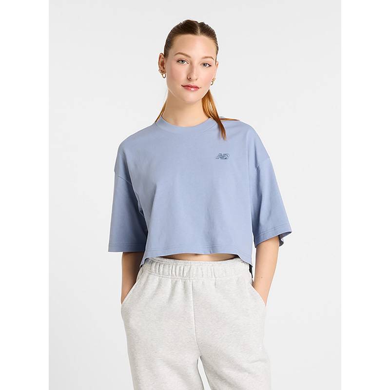 New Balance Women Half Sleeves Blue T-Shirt (XL)