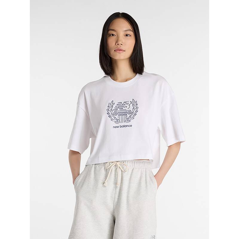New Balance Women Half Sleeves White T-Shirt (M)