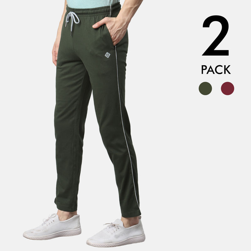ALMO Fresco Slim Fit 100% Cotton Trackpants (pack Of 2) - Multi-Color (S)