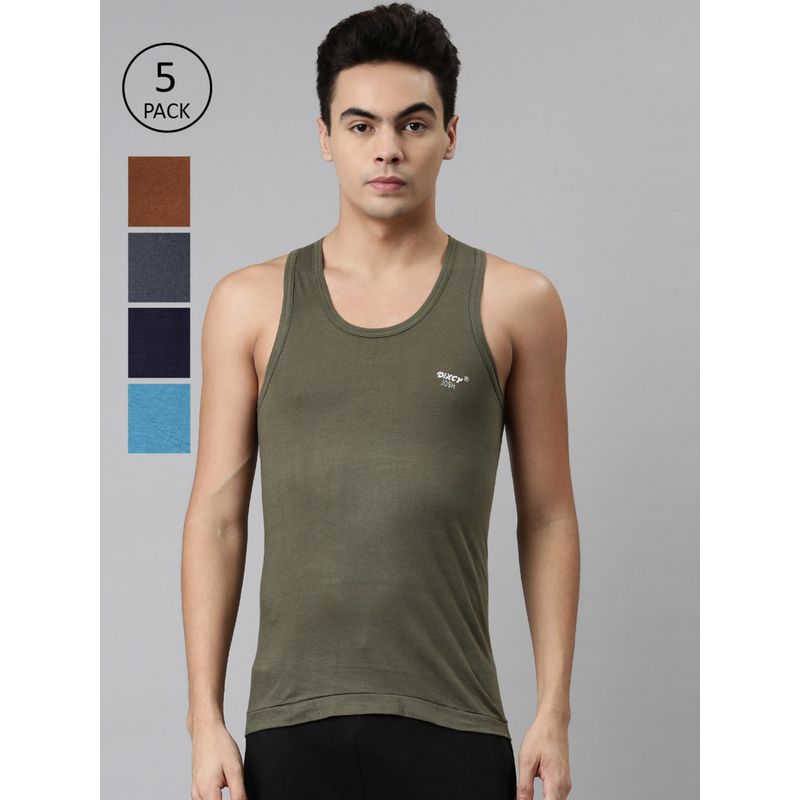 Dixcy Scott Josh Men Solid Sleeveless Vests (Pack of 5) (L)