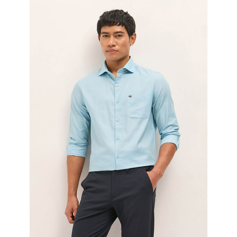 THE BEAR HOUSE Men Blue Woven Design Tailored Fit Formal Shirt (XL)