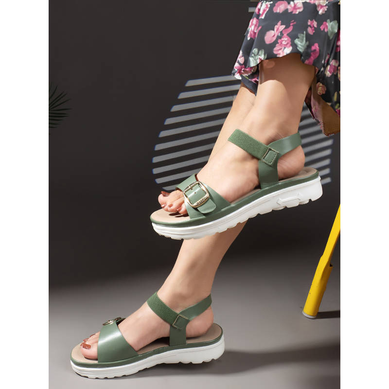 ELLE Olive Velcro Round Toe Women Sandals (EURO 39)