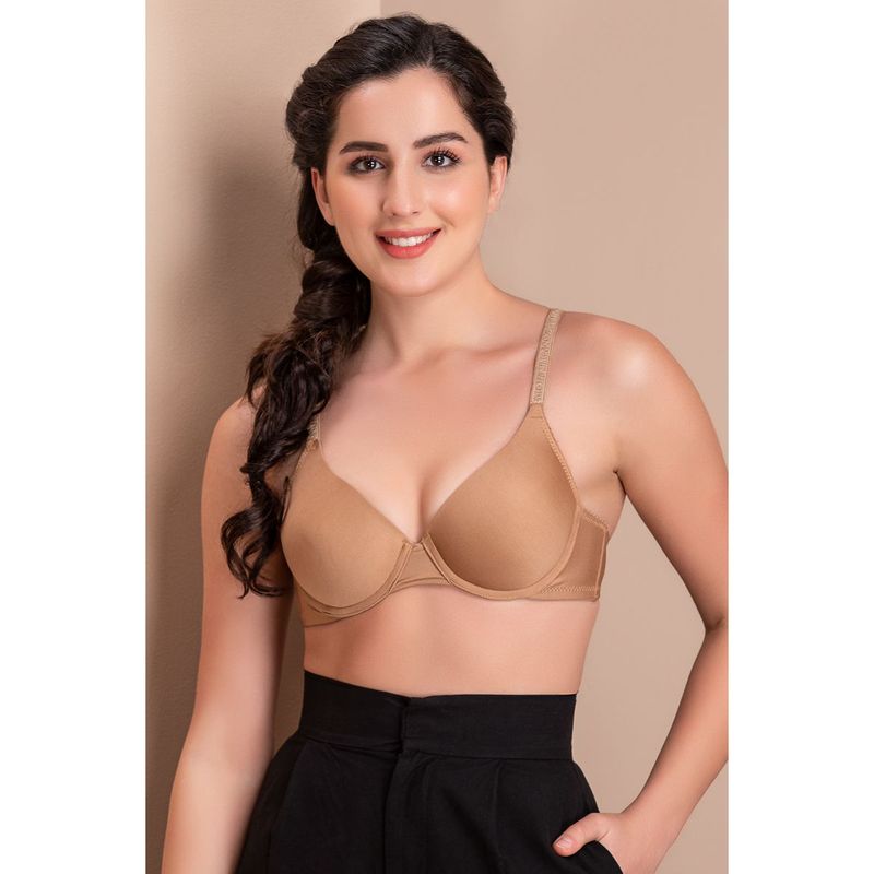 Clovia Polyamide Solid Lightly Padded Demi Cup Underwired Push-Up Bra - Beige (38B)