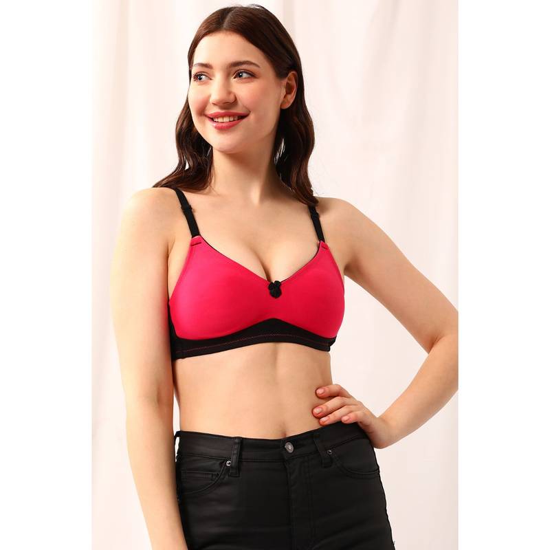 Clovia Cotton Solid Non-Padded Full Cup Wire Free T-Shirt Bra - Pink (42B)