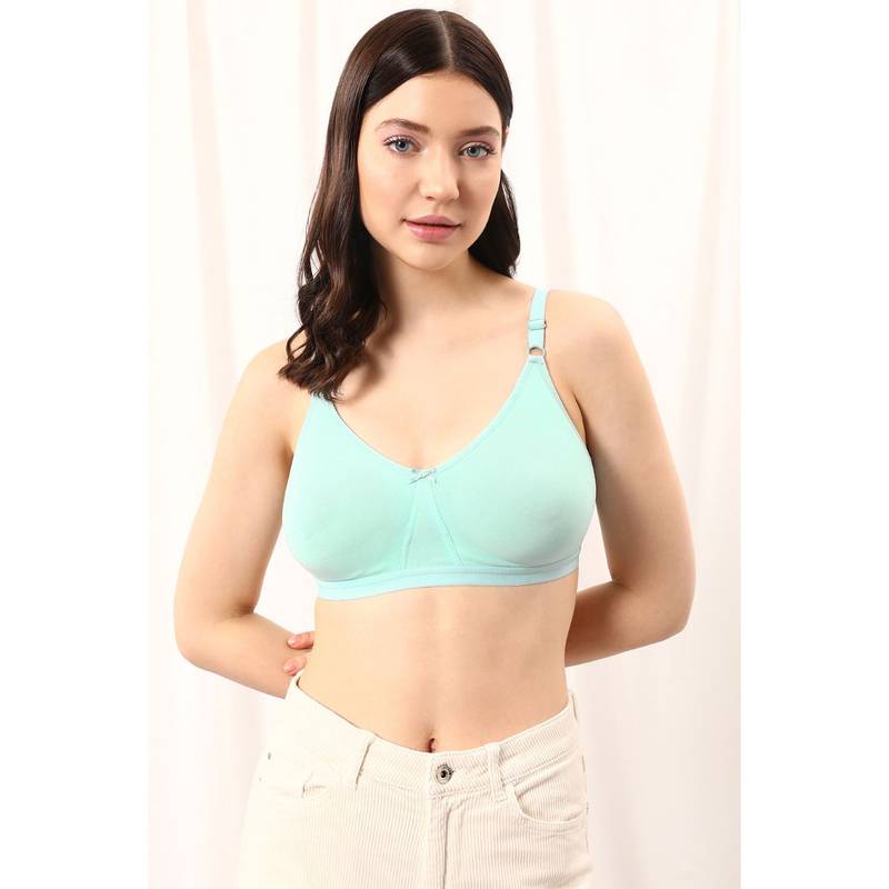 Clovia Cotton Solid Non-Padded Full Cup Wire Free T-Shirt Bra - Blue (32F)
