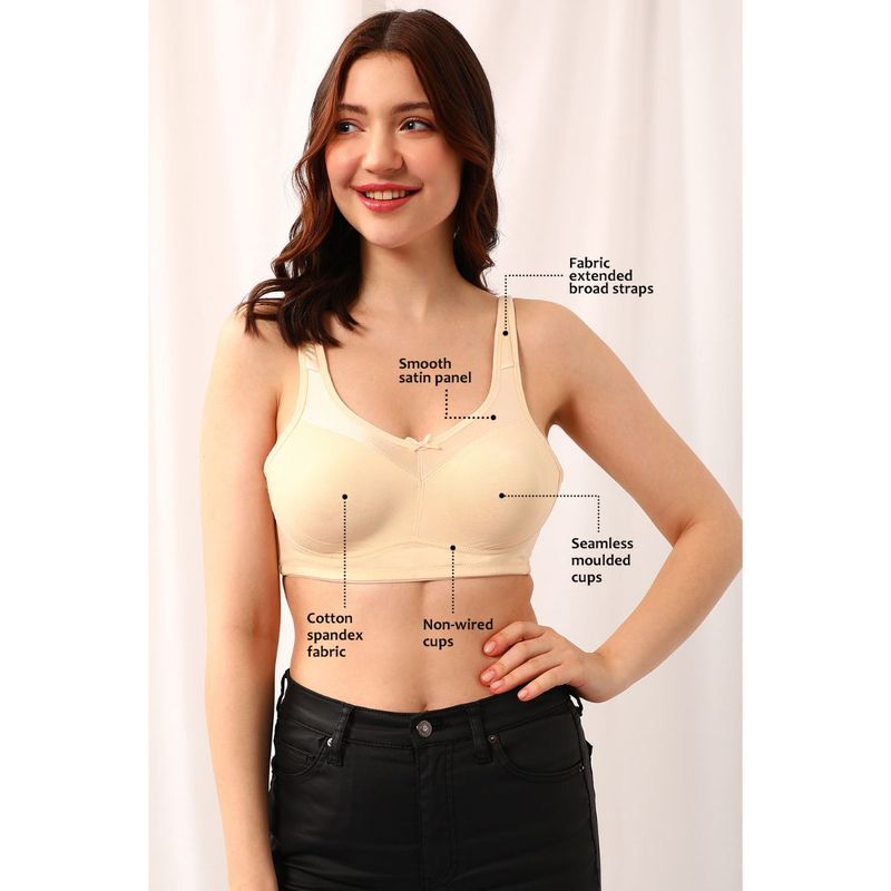 Clovia Cotton Solid Non-Padded Full Cup Wire Free Everyday Bra - Beige (42F)