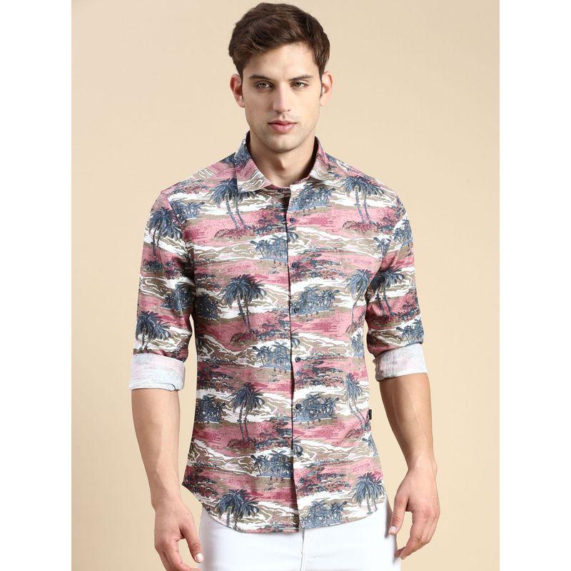 SHOWOFF Men Spread Collar Multi Slim Fit Printed Shirt (M)
