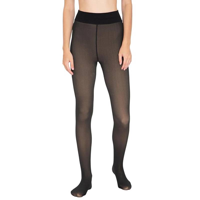 BRACHY Womens Footed Length Stretchable Women Warm Thick Fur Fleece Winter Thermal Black (36)